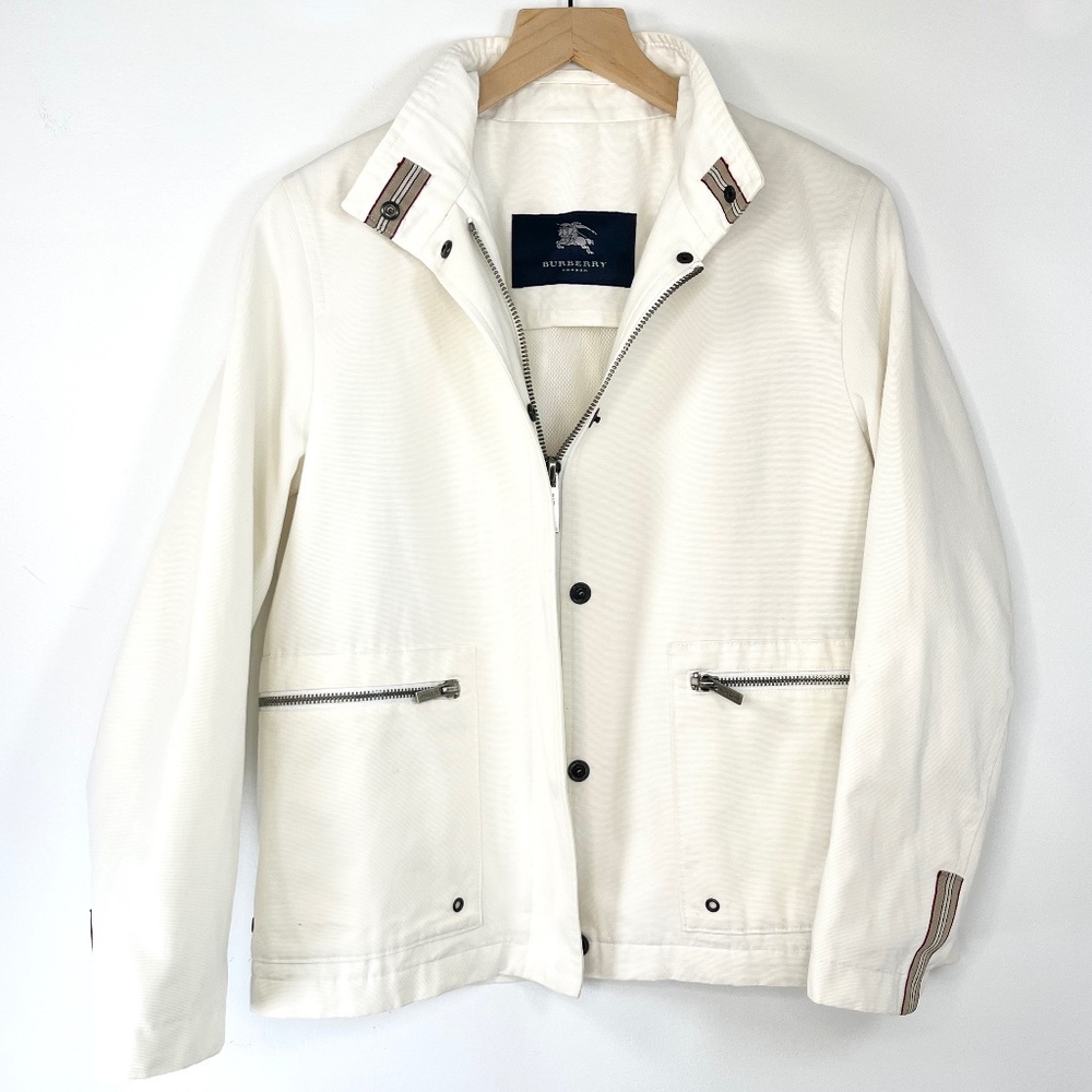 BURBERRY London Cream Zip Up Cotton Jacket